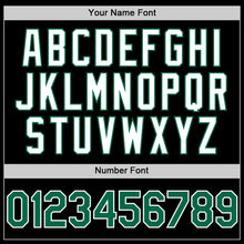 Load image into Gallery viewer, Custom Black Kelly Green-White Bomber Full-Snap Varsity Letterman Two Tone Lapel Collar Byron Jacket