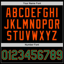 Load image into Gallery viewer, Custom Black Kelly Green-Orange Bomber Full-Snap Varsity Letterman Two Tone Lapel Collar Byron Jacket