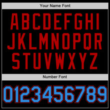 Load image into Gallery viewer, Custom Black Powder Blue-Red Bomber Full-Snap Varsity Letterman Two Tone Lapel Collar Byron Jacket