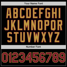 Load image into Gallery viewer, Custom Black Crimson-Old Gold Bomber Full-Snap Varsity Letterman Two Tone Lapel Collar Byron Jacket