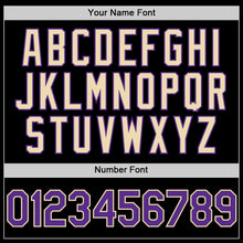 Load image into Gallery viewer, Custom Black Purple-Cream Bomber Full-Snap Varsity Letterman Two Tone Lapel Collar Byron Jacket