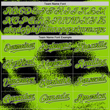 Load image into Gallery viewer, Custom Neon Green Black-White Abstract Color Blocks Fragment Art 3D Pattern Design Bomber Full-Snap Varsity Letterman Hoodie Jacket