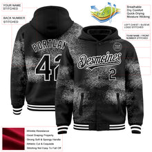 Load image into Gallery viewer, Custom Black White Abstract Network 3D Pattern Design Bomber Full-Snap Varsity Letterman Hoodie Jacket