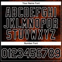 Load image into Gallery viewer, Custom Black Orange-White Abstract Network 3D Pattern Design Bomber Full-Snap Varsity Letterman Hoodie Jacket