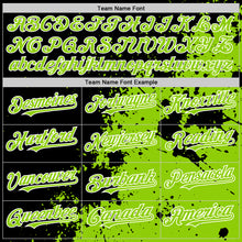 Load image into Gallery viewer, Custom Black Neon Green-White Abstract Splash Grunge Art 3D Pattern Design Bomber Full-Snap Varsity Letterman Hoodie Jacket