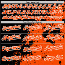 Load image into Gallery viewer, Custom Black Orange-White Abstract Splash Grunge Art 3D Pattern Design Bomber Full-Snap Varsity Letterman Hoodie Jacket