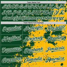 Load image into Gallery viewer, Custom Green Gold-White Abstract Splash Grunge Art 3D Pattern Design Bomber Full-Snap Varsity Letterman Hoodie Jacket