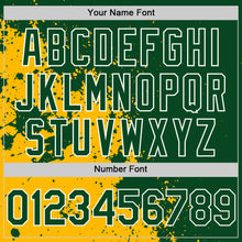 Load image into Gallery viewer, Custom Green Gold-White Abstract Splash Grunge Art 3D Pattern Design Bomber Full-Snap Varsity Letterman Hoodie Jacket