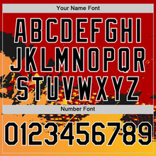 Load image into Gallery viewer, Custom Red Black-Gold Abstract Splash Grunge Art 3D Pattern Design Bomber Full-Snap Varsity Letterman Hoodie Jacket