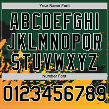 Load image into Gallery viewer, Custom Green Black-Gold Abstract Splash Grunge Art 3D Pattern Design Bomber Full-Snap Varsity Letterman Hoodie Jacket