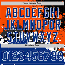 Load image into Gallery viewer, Custom Orange Royal-Black Abstract Splash Grunge Art 3D Pattern Design Bomber Full-Snap Varsity Letterman Hoodie Jacket