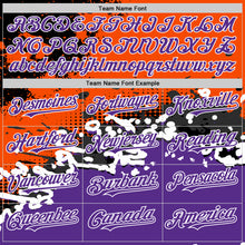 Load image into Gallery viewer, Custom Orange Purple-Black Abstract Splash Grunge Art 3D Pattern Design Bomber Full-Snap Varsity Letterman Hoodie Jacket