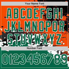 Load image into Gallery viewer, Custom Orange Kelly Green-Black Abstract Splash Grunge Art 3D Pattern Design Bomber Full-Snap Varsity Letterman Hoodie Jacket