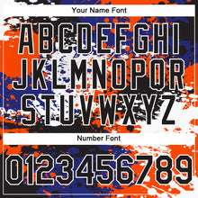 Load image into Gallery viewer, Custom Black Orange-Royal Abstract Splash Grunge Art 3D Pattern Design Bomber Full-Snap Varsity Letterman Hoodie Jacket