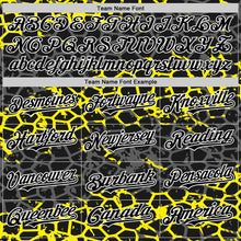 Load image into Gallery viewer, Custom Black Light Yellow-White Abstract Network 3D Pattern Design Bomber Full-Snap Varsity Letterman Hoodie Jacket