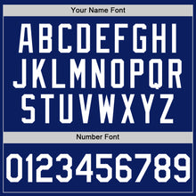 Load image into Gallery viewer, Custom Royal White Bomber Full-Snap Varsity Letterman Hoodie Jacket