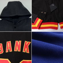 Load image into Gallery viewer, Custom Royal Kelly Green-White Bomber Full-Snap Varsity Letterman Hoodie Jacket
