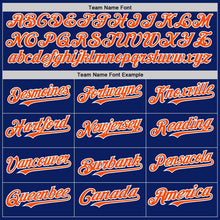 Load image into Gallery viewer, Custom Royal Orange-White Bomber Full-Snap Varsity Letterman Hoodie Jacket