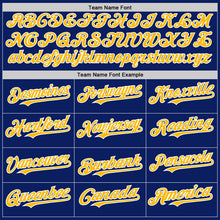 Load image into Gallery viewer, Custom Royal Gold-White Bomber Full-Snap Varsity Letterman Hoodie Jacket