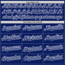 Load image into Gallery viewer, Custom Royal White Bomber Full-Snap Varsity Letterman Hoodie Jacket