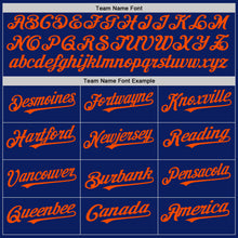 Load image into Gallery viewer, Custom Royal Orange Bomber Full-Snap Varsity Letterman Hoodie Jacket