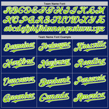 Load image into Gallery viewer, Custom Royal Neon Green-White Bomber Full-Snap Varsity Letterman Hoodie Jacket