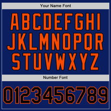 Load image into Gallery viewer, Custom Royal Black-Orange Bomber Full-Snap Varsity Letterman Two Tone Hoodie Jacket