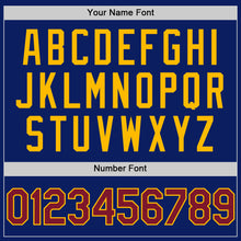 Load image into Gallery viewer, Custom Royal Crimson-Gold Bomber Full-Snap Varsity Letterman Two Tone Hoodie Jacket