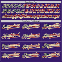 Load image into Gallery viewer, Custom Purple Vintage USA Flag Cream-Black Bomber Full-Snap Varsity Letterman Hoodie Jacket