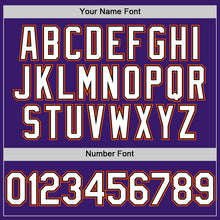 Load image into Gallery viewer, Custom Purple Black-Orange Bomber Full-Snap Varsity Letterman Hoodie Jacket