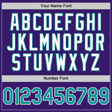 Load image into Gallery viewer, Custom Purple Teal-White Bomber Full-Snap Varsity Letterman Hoodie Jacket