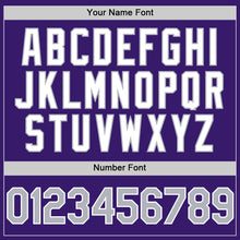 Load image into Gallery viewer, Custom Purple Gray-White Bomber Full-Snap Varsity Letterman Hoodie Jacket