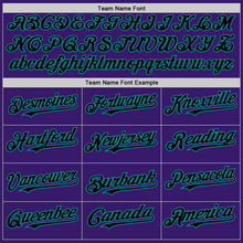 Load image into Gallery viewer, Custom Purple Black Cream-Teal Bomber Full-Snap Varsity Letterman Two Tone Hoodie Jacket