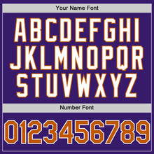 Load image into Gallery viewer, Custom Purple Texas Orange-White Bomber Full-Snap Varsity Letterman Two Tone Hoodie Jacket