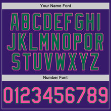 Load image into Gallery viewer, Custom Purple Pink-Kelly Green Bomber Full-Snap Varsity Letterman Two Tone Hoodie Jacket