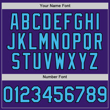 Load image into Gallery viewer, Custom Purple Sky Blue Pink-Black Bomber Full-Snap Varsity Letterman Two Tone Hoodie Jacket