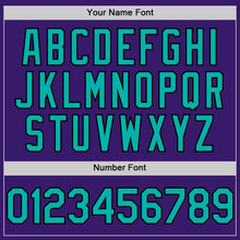 Load image into Gallery viewer, Custom Purple Aqua Pink-Black Bomber Full-Snap Varsity Letterman Two Tone Hoodie Jacket