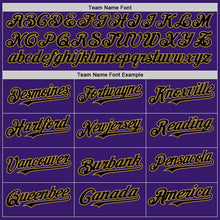 Load image into Gallery viewer, Custom Purple Black-Old Gold Bomber Full-Snap Varsity Letterman Two Tone Hoodie Jacket