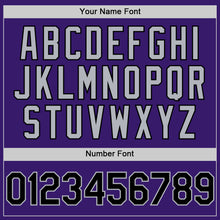 Load image into Gallery viewer, Custom Purple Black-Gray Bomber Full-Snap Varsity Letterman Two Tone Hoodie Jacket