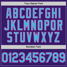 Load image into Gallery viewer, Custom Purple Sky Blue Black-Pink Bomber Full-Snap Varsity Letterman Two Tone Hoodie Jacket