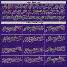 Load image into Gallery viewer, Custom Purple Kelly Green-Pink Bomber Full-Snap Varsity Letterman Two Tone Hoodie Jacket