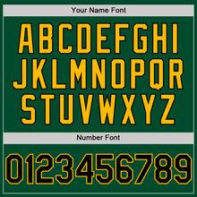 Load image into Gallery viewer, Custom Kelly Green Black-Gold Bomber Full-Snap Varsity Letterman Hoodie Jacket