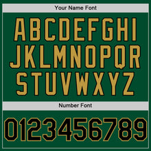 Load image into Gallery viewer, Custom Kelly Green Black-Old Gold Bomber Full-Snap Varsity Letterman Hoodie Jacket
