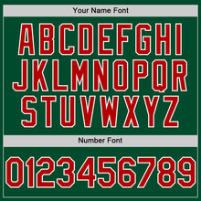 Load image into Gallery viewer, Custom Kelly Green Red-White Bomber Full-Snap Varsity Letterman Hoodie Jacket
