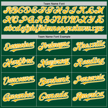 Load image into Gallery viewer, Custom Kelly Green Gold-White Bomber Full-Snap Varsity Letterman Hoodie Jacket