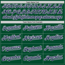 Load image into Gallery viewer, Custom Kelly Green Navy-White Bomber Full-Snap Varsity Letterman Hoodie Jacket