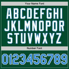 Load image into Gallery viewer, Custom Kelly Green Powder Blue-White Bomber Full-Snap Varsity Letterman Two Tone Hoodie Jacket