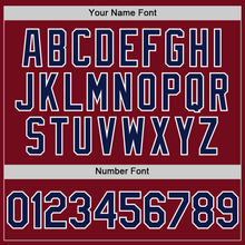 Load image into Gallery viewer, Custom Crimson Navy-White Bomber Full-Snap Varsity Letterman Hoodie Jacket