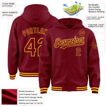 Load image into Gallery viewer, Custom Crimson Gold Bomber Full-Snap Varsity Letterman Hoodie Jacket