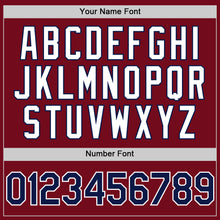 Load image into Gallery viewer, Custom Crimson Navy-White Bomber Full-Snap Varsity Letterman Hoodie Jacket